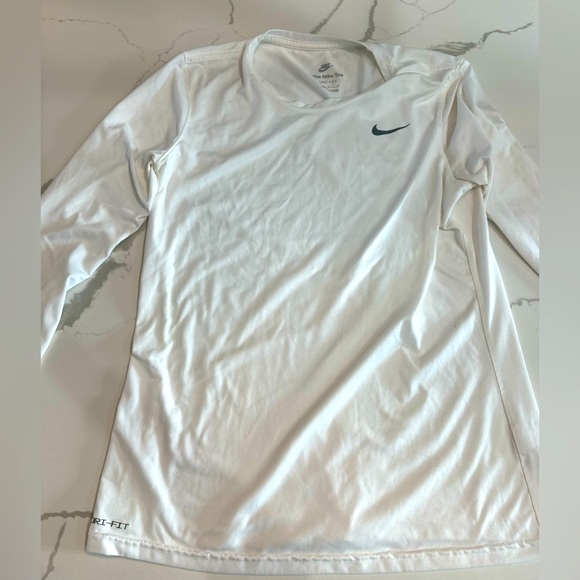 Nike White Long Sleeve Dri-FIT Tee - Picture 1 of 4